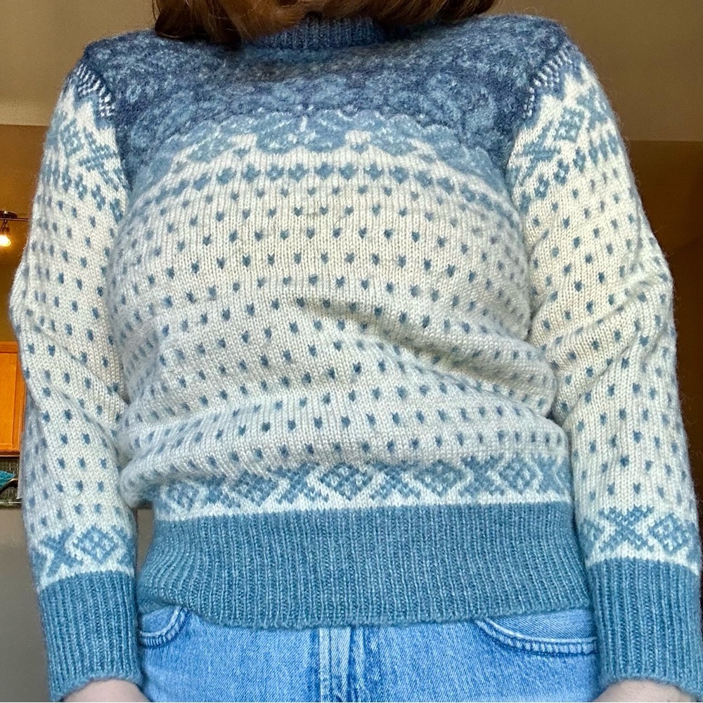 Dale of Norway Blue and Cream Sweater